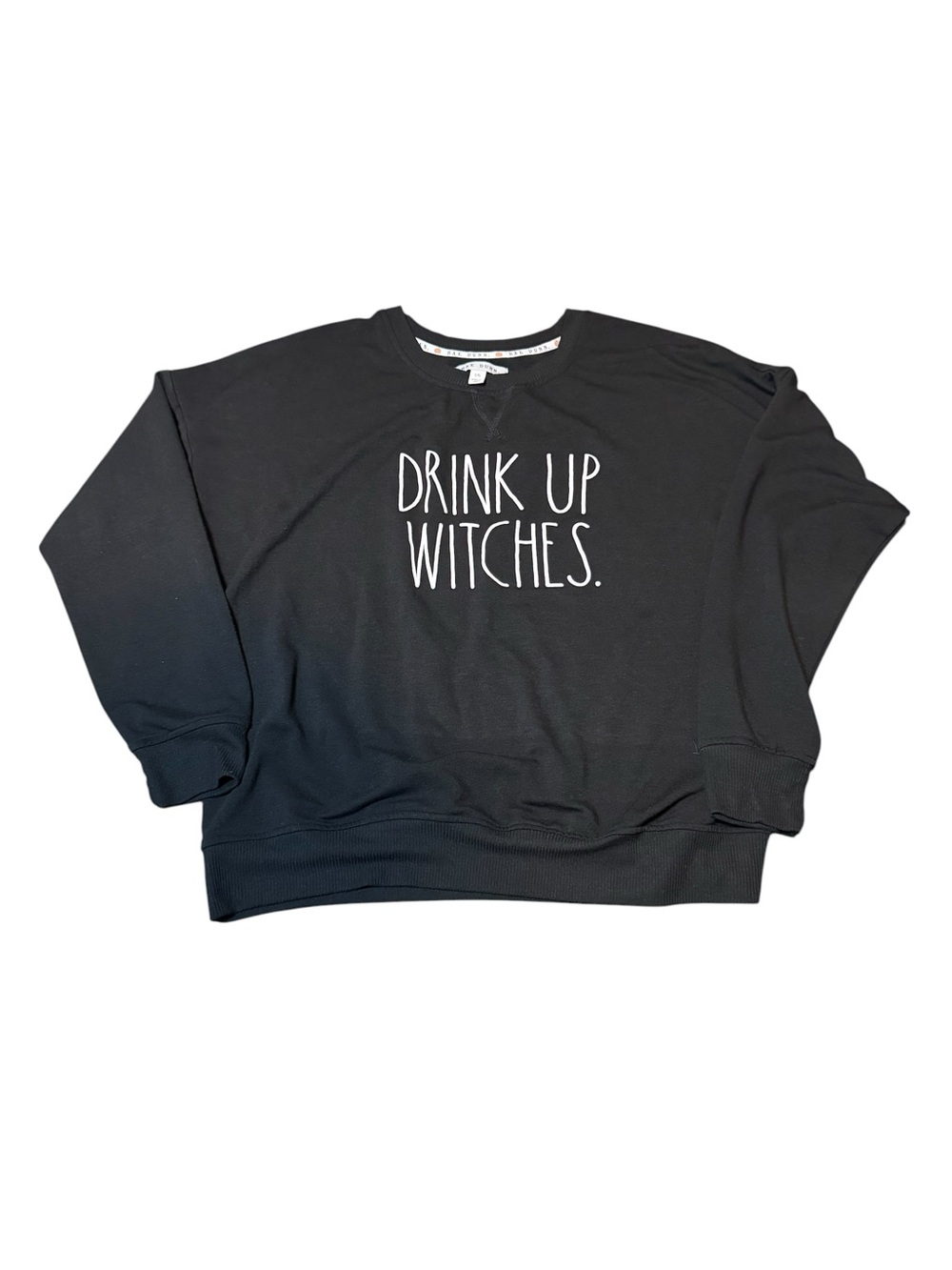 Rae Dunn Black "Drink Up Witches" Graphic Sweatshirt Womens Size Large Halloween
